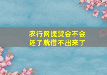 农行网捷贷会不会还了就借不出来了