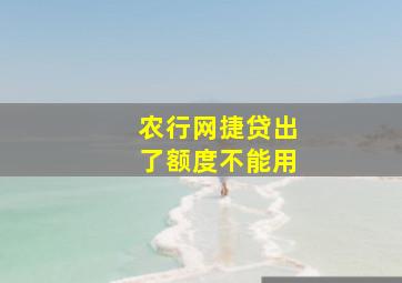 农行网捷贷出了额度不能用