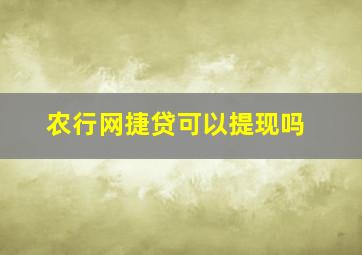 农行网捷贷可以提现吗