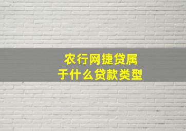 农行网捷贷属于什么贷款类型