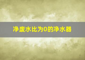 净废水比为0的净水器