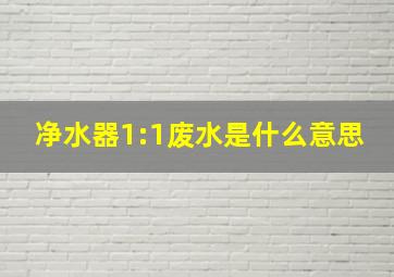 净水器1:1废水是什么意思