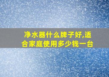 净水器什么牌子好,适合家庭使用多少钱一台