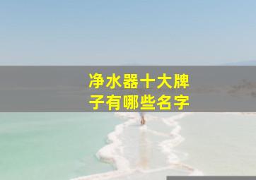 净水器十大牌子有哪些名字