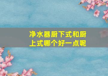 净水器厨下式和厨上式哪个好一点呢