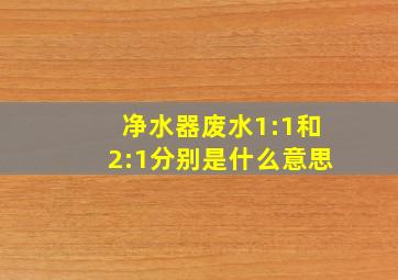 净水器废水1:1和2:1分别是什么意思