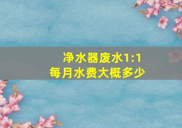 净水器废水1:1每月水费大概多少