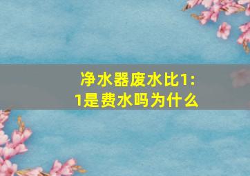 净水器废水比1:1是费水吗为什么