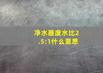 净水器废水比2.5:1什么意思