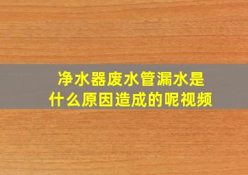 净水器废水管漏水是什么原因造成的呢视频