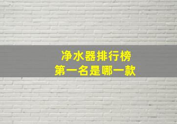 净水器排行榜第一名是哪一款