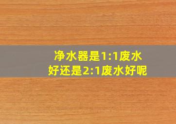 净水器是1:1废水好还是2:1废水好呢