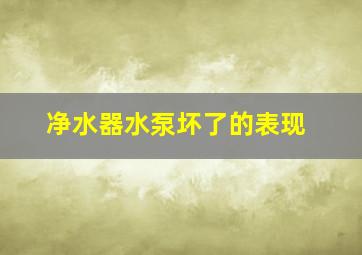 净水器水泵坏了的表现