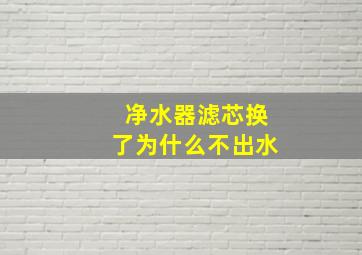 净水器滤芯换了为什么不出水