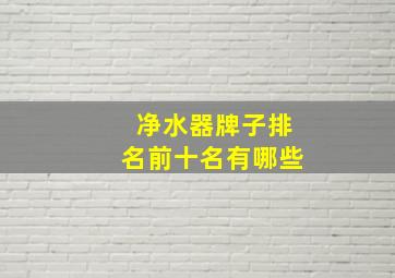 净水器牌子排名前十名有哪些