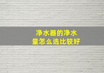 净水器的净水量怎么选比较好