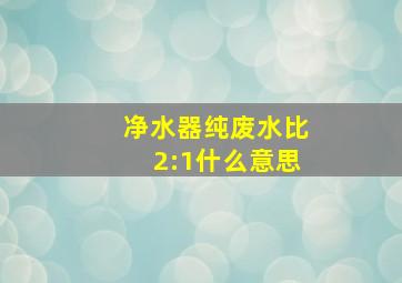 净水器纯废水比2:1什么意思