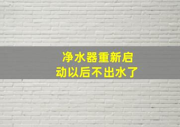 净水器重新启动以后不出水了