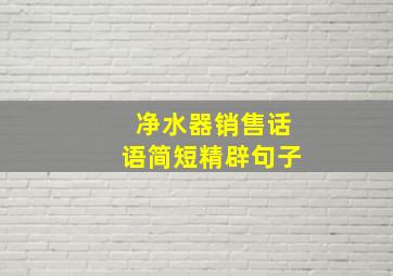 净水器销售话语简短精辟句子