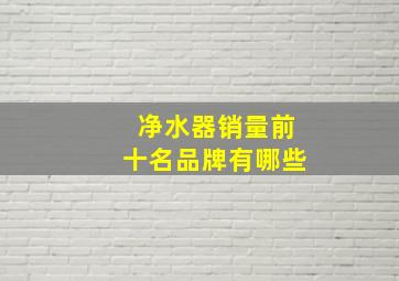 净水器销量前十名品牌有哪些