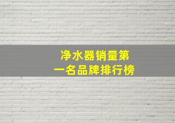 净水器销量第一名品牌排行榜