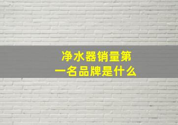 净水器销量第一名品牌是什么