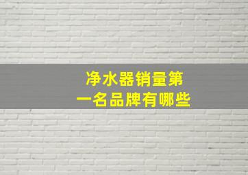 净水器销量第一名品牌有哪些