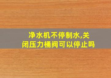 净水机不停制水,关闭压力桶阀可以停止吗