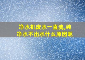 净水机废水一直流,纯净水不出水什么原因呢