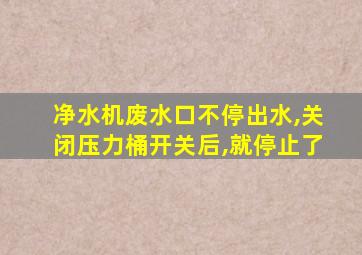 净水机废水口不停出水,关闭压力桶开关后,就停止了