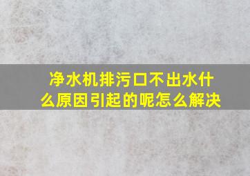 净水机排污口不出水什么原因引起的呢怎么解决