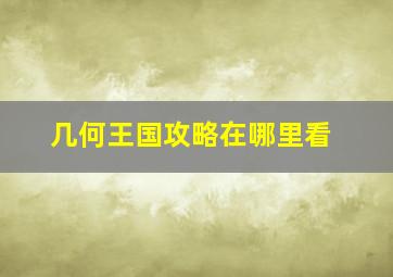 几何王国攻略在哪里看