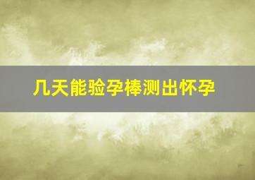 几天能验孕棒测出怀孕