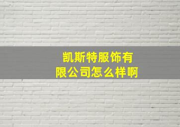 凯斯特服饰有限公司怎么样啊