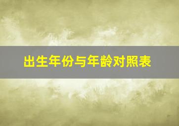 出生年份与年龄对照表