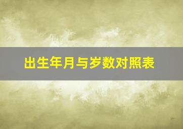 出生年月与岁数对照表