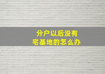 分户以后没有宅基地的怎么办