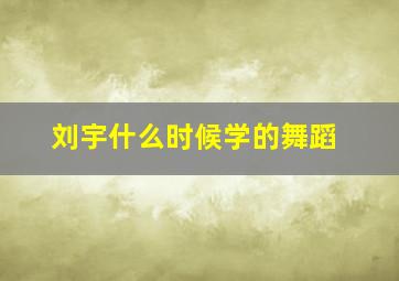 刘宇什么时候学的舞蹈