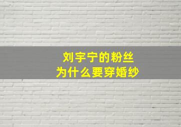 刘宇宁的粉丝为什么要穿婚纱