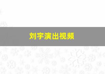 刘宇演出视频