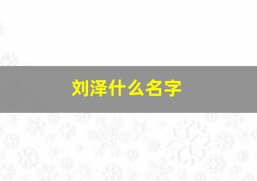 刘泽什么名字