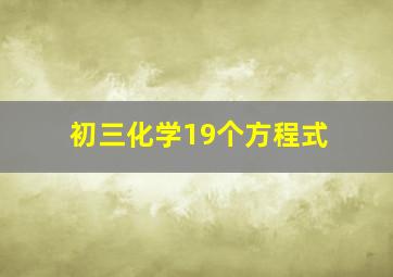 初三化学19个方程式