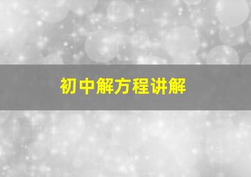 初中解方程讲解