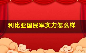 利比亚国民军实力怎么样