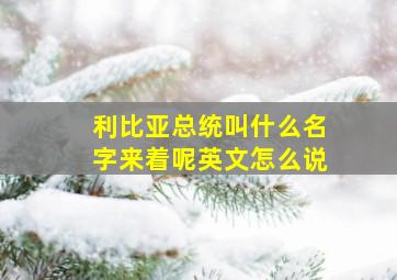 利比亚总统叫什么名字来着呢英文怎么说