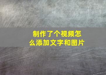 制作了个视频怎么添加文字和图片