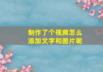 制作了个视频怎么添加文字和图片呢