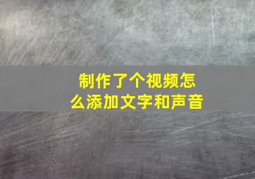 制作了个视频怎么添加文字和声音