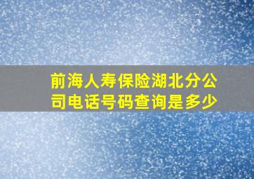 前海人寿保险湖北分公司电话号码查询是多少