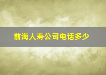 前海人寿公司电话多少